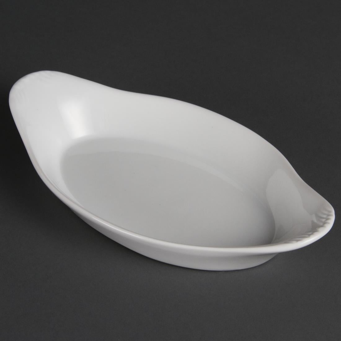 Plats ovales à oreilles blancs Olympia Whiteware 230 x 130mm (lot de 6)