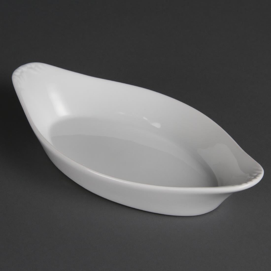 Plats ovales à oreilles Olympia Whiteware 253 x 140mm (lot de 6)